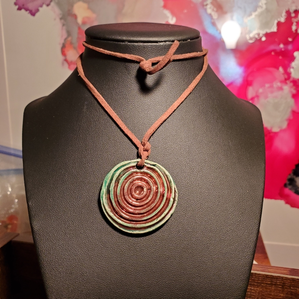 Handcrafted Green and Brown Pendant Necklace